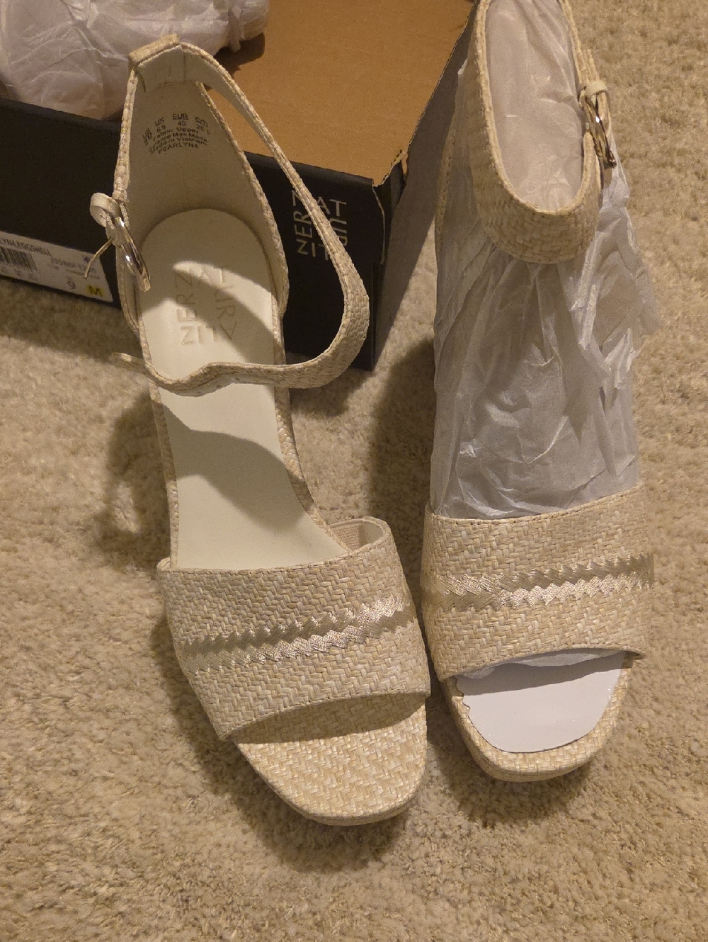 Naturalizer Neutral Woven Espadrille Ankle-Strap Sandals - Cream